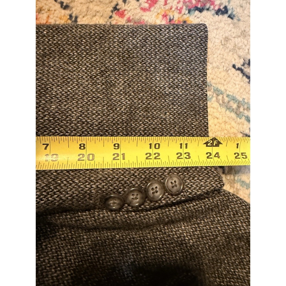 Lands End 42R Gray Herringbone Merino & Lambswool Tweed Blazer Jacket Sport Coat - Picture 14 of 16